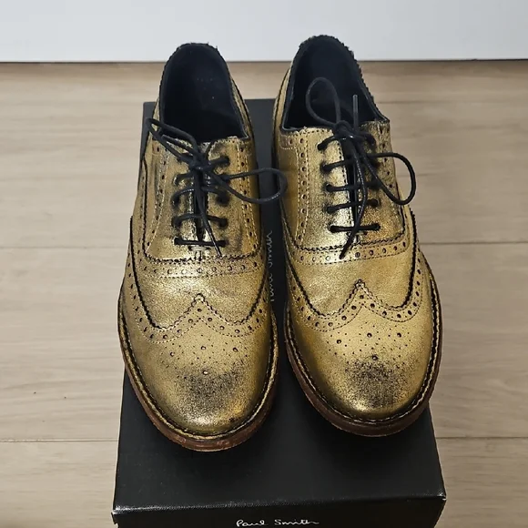 Paul Smith Women's Gold Brogue Shoes